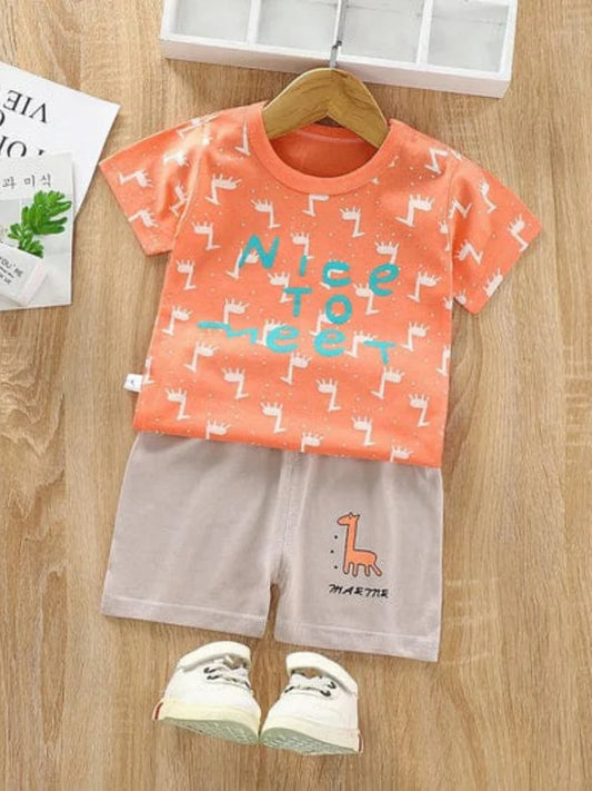 Nice To Meet Printed Short Sleeve Kids Wear