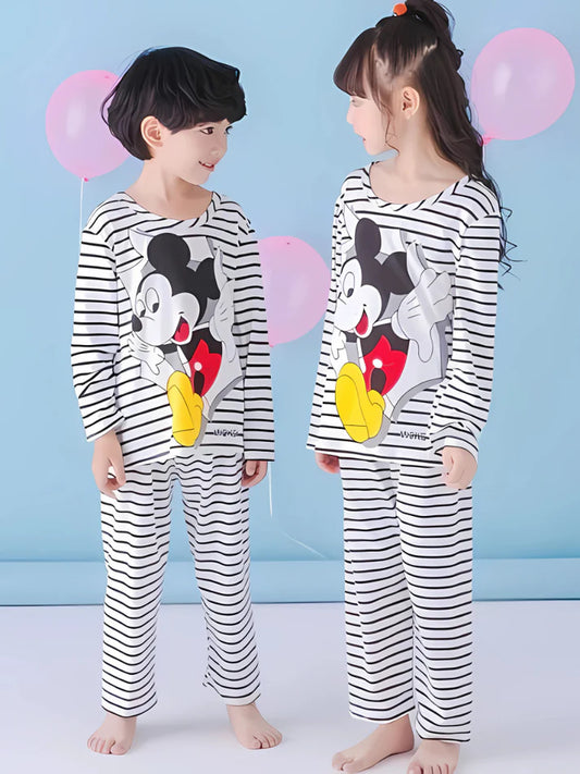 Black Line Mickey Mouse Printed Kids Wear - Shirt & Trouser Set