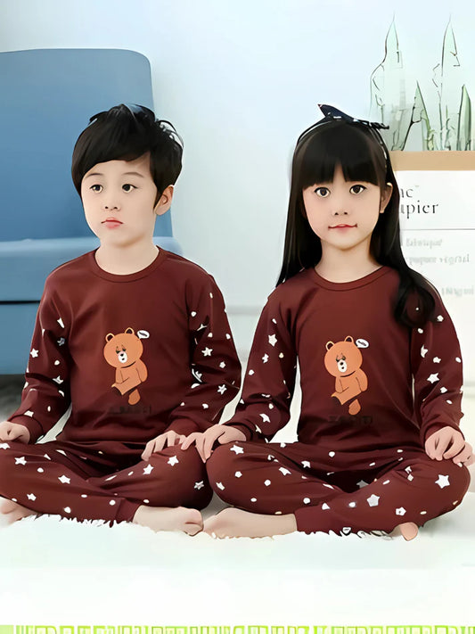 Brown bear printed kids wear