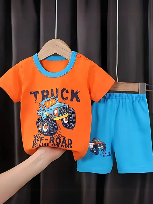 Orange Truck Off Road Kids Short Sleeve Kids Wear