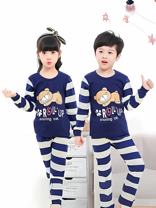 Blue roll-up printed kids wear – shirt & trouser set