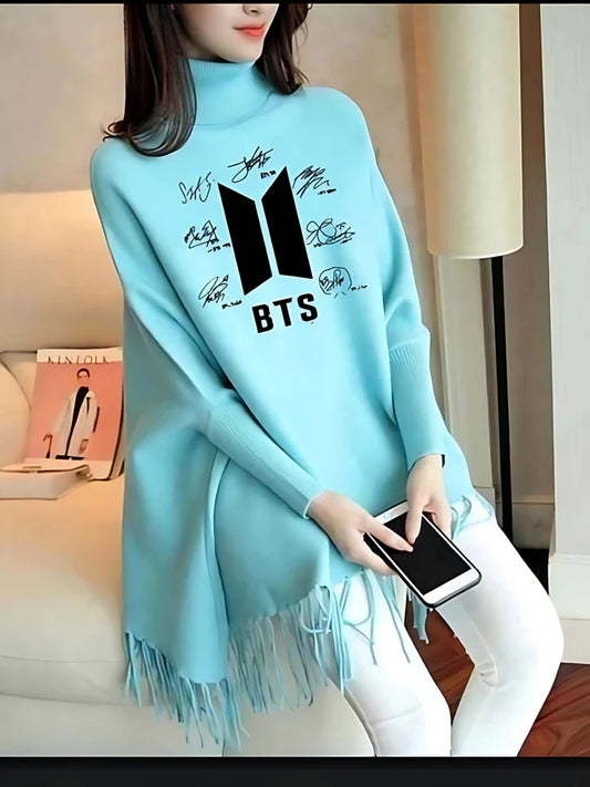 BTS Printed Woman's Fleece Shoal Poncho